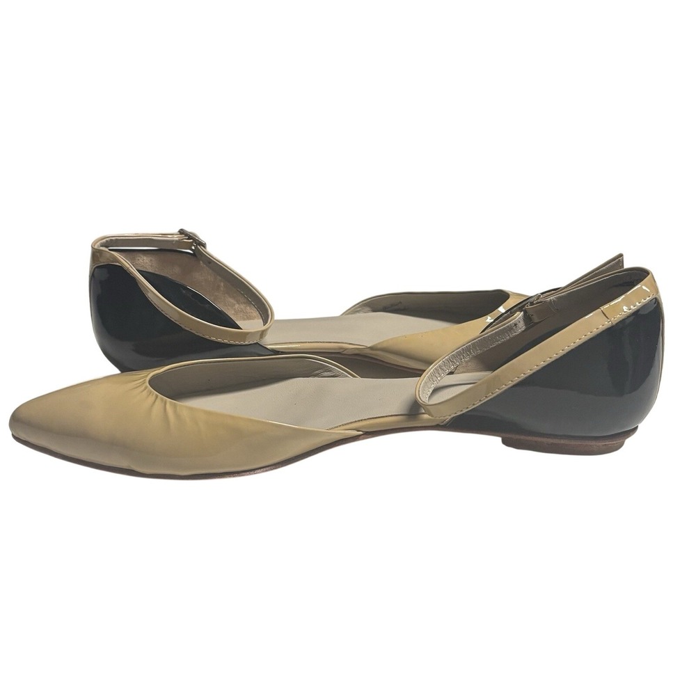 Boden Womens Flat Nude Tan Patent‎ Black Pointed Ankle Strap Shoe US Sz 11 EU 42 - Picture 4 of 8